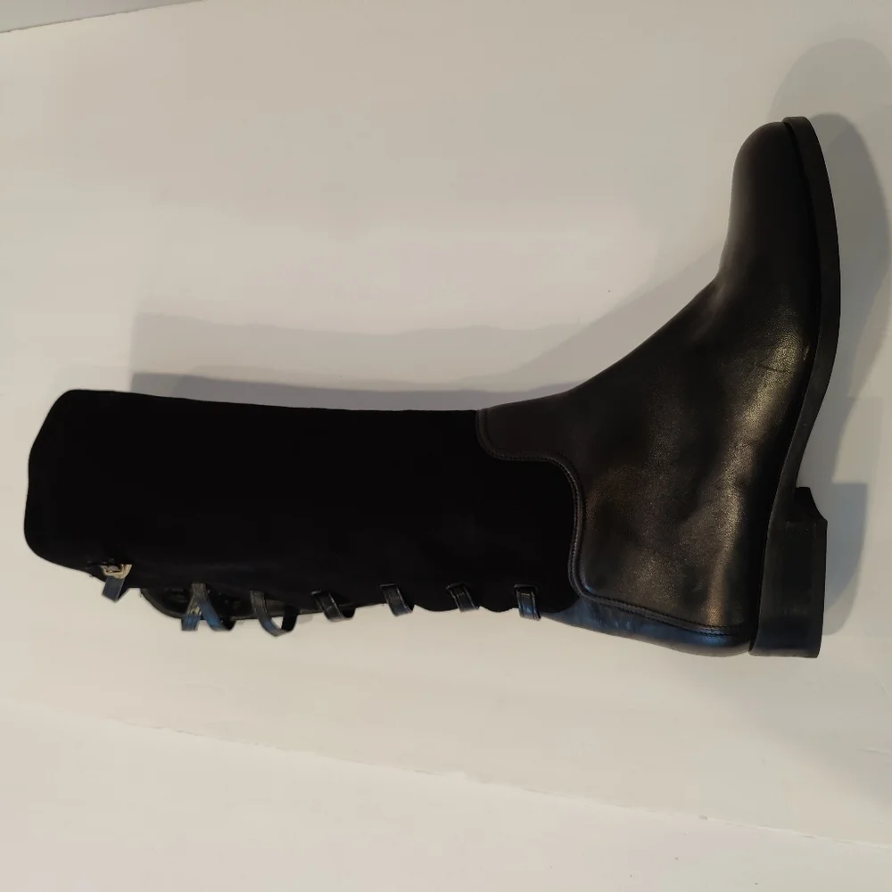 Heyraud Knee High Black Leather Boots